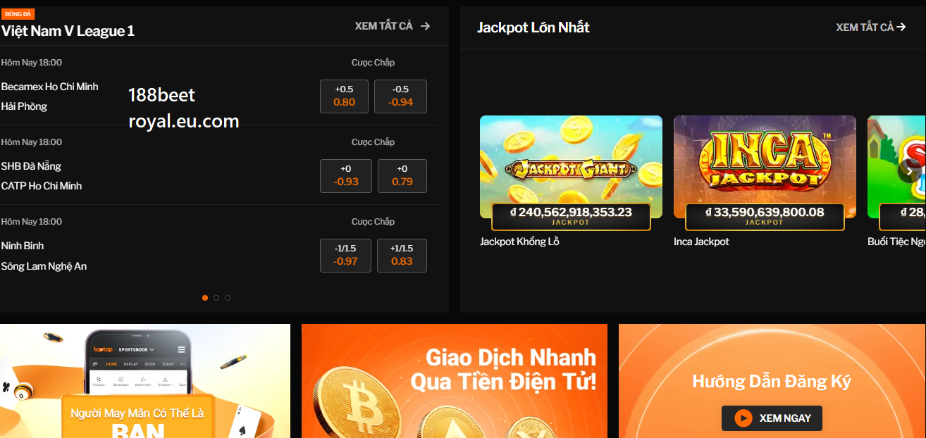 Giao diện 188bet trên website Giao diện 188bet trên website