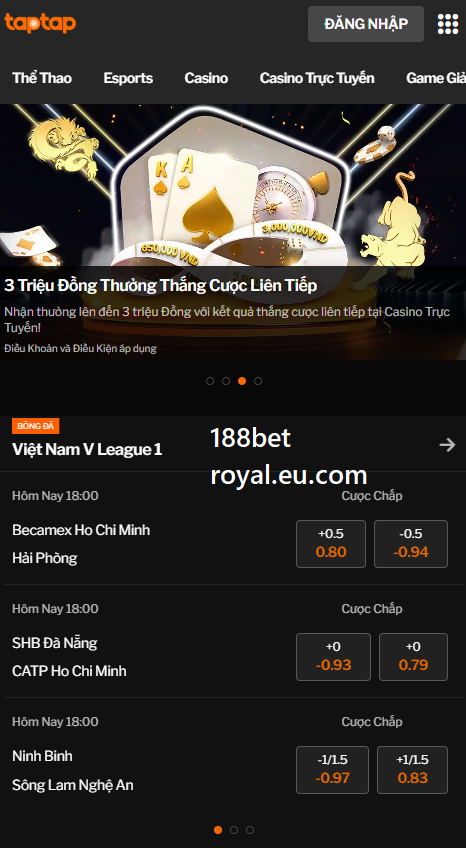 Giao diện trên điện thoại di động 188bet Giao diện trên điện thoại di động 188bet